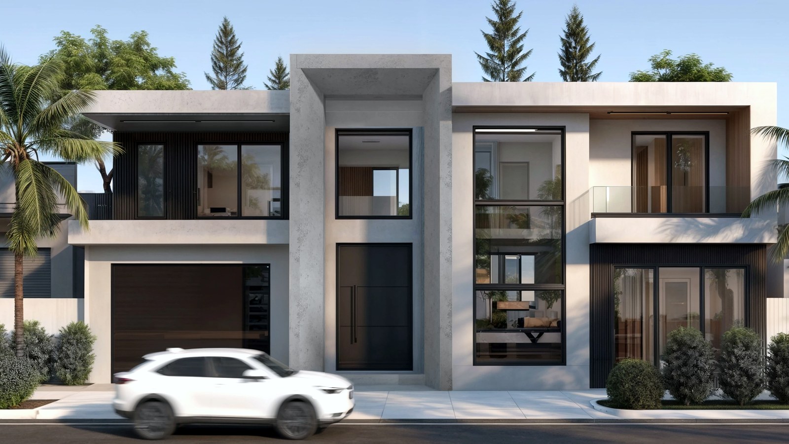 Photoreal architect reviewing custom home drawings for an Encino Los Angeles house, no logos