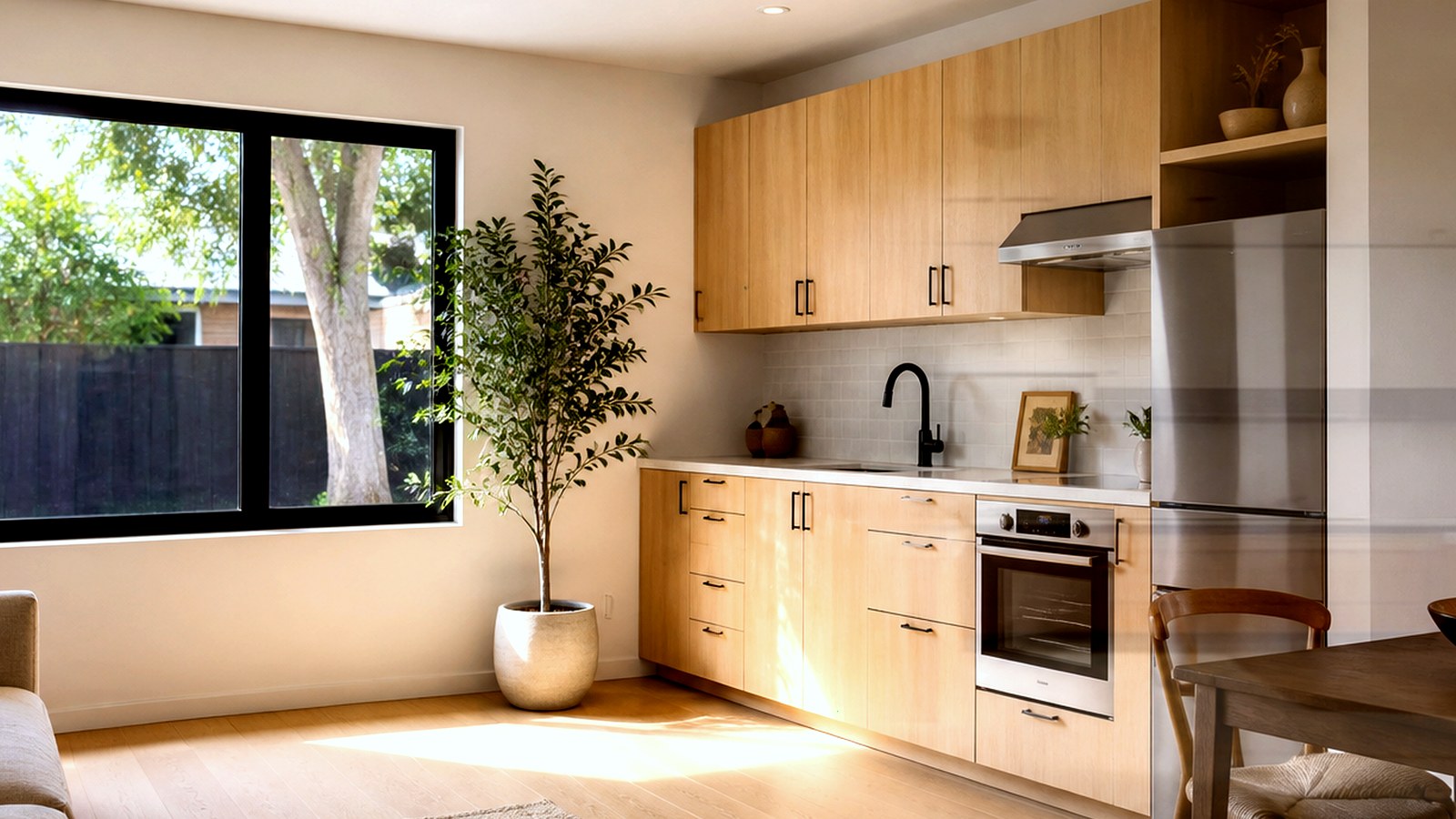 Photoreal architect reviewing custom home drawings for an Encino Los Angeles house, no logos