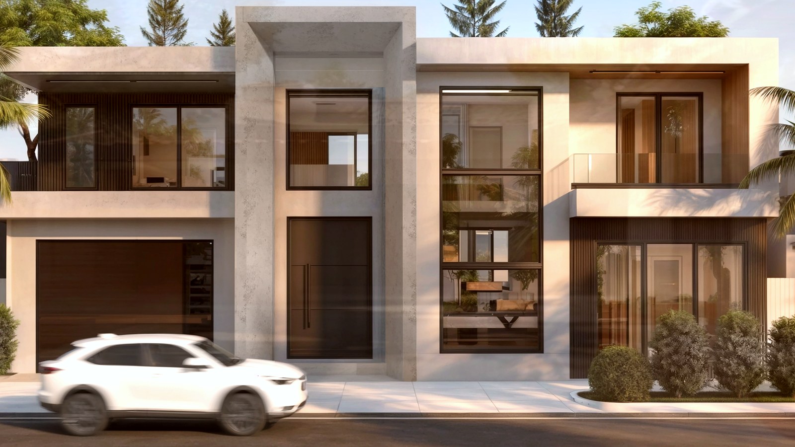 Photoreal architect reviewing custom home drawings for an Encino Los Angeles house, no logos