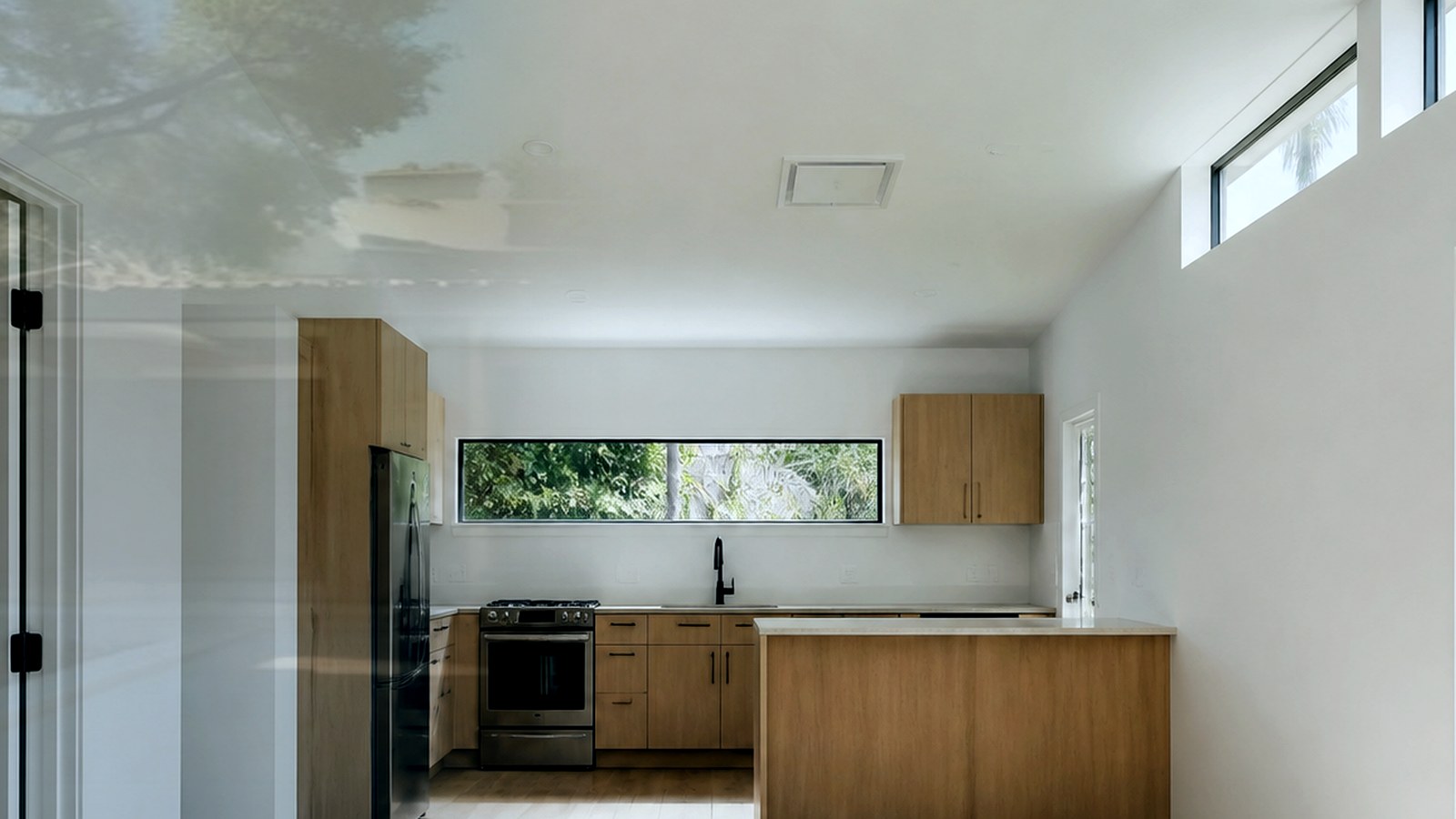 Photoreal Encino custom house exterior matching architect-led residential design, no text