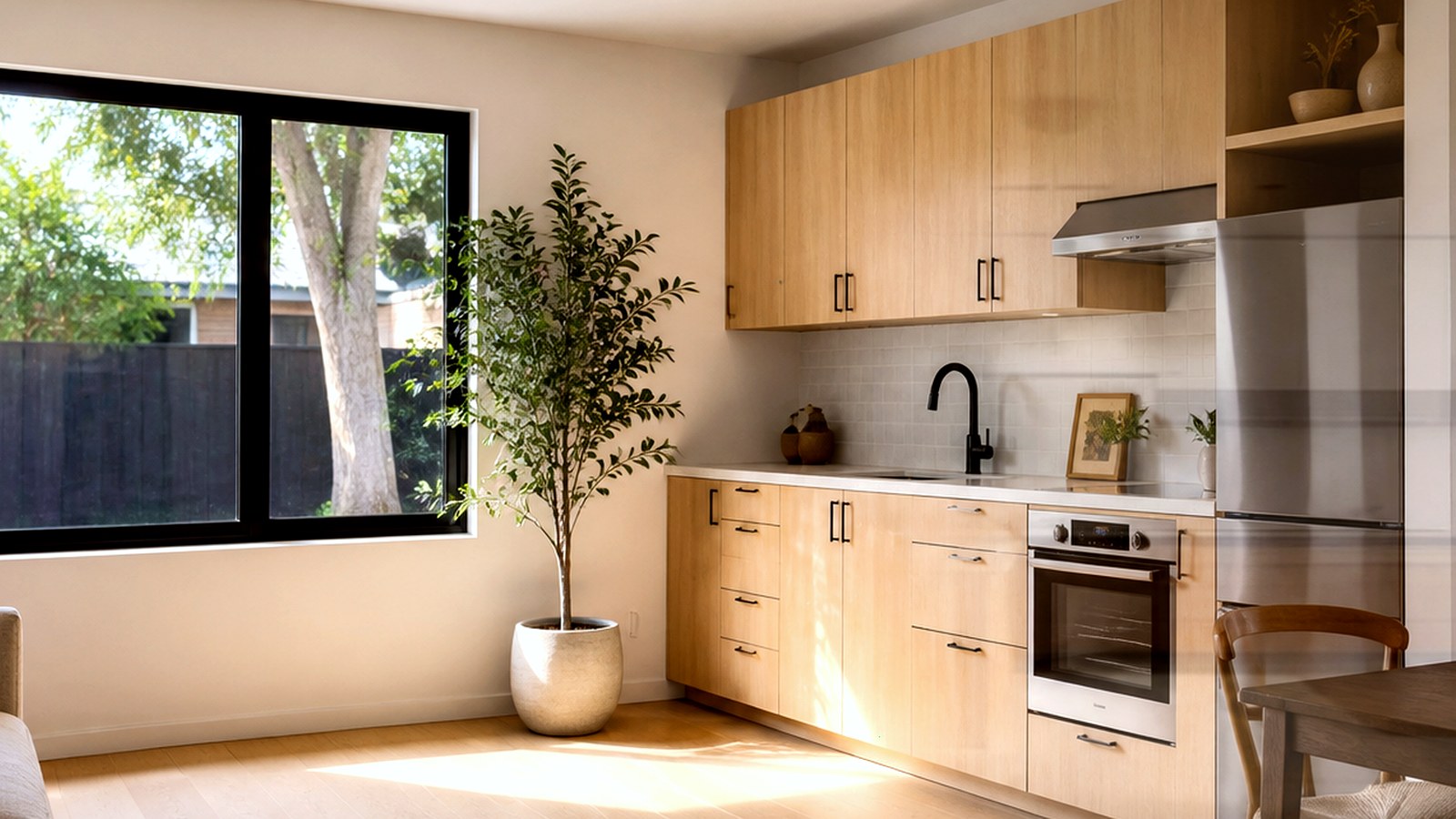 Photoreal architect reviewing custom home drawings for an Encino Los Angeles house, no logos