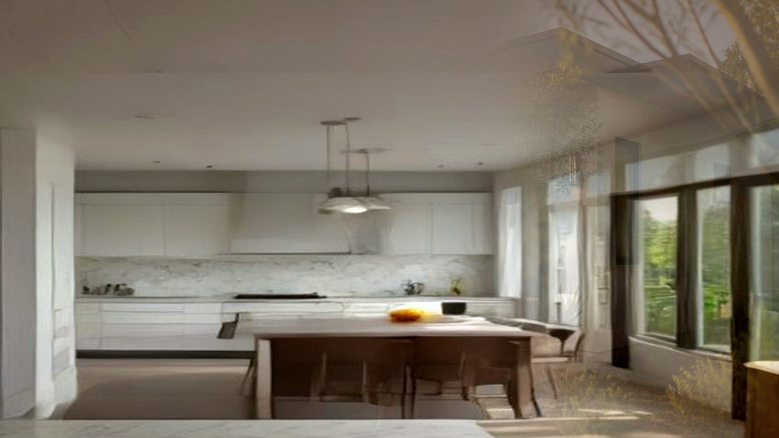 Photoreal architect reviewing custom home drawings for an Encino Los Angeles house, no logos