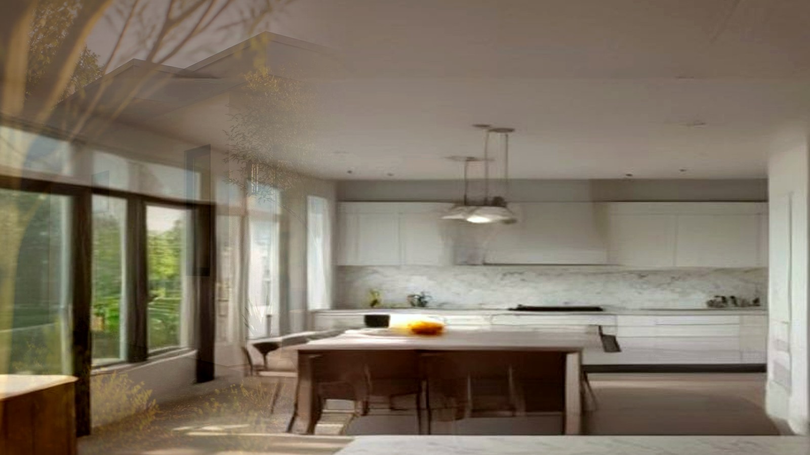 Photoreal architect reviewing custom home drawings for an Encino Los Angeles house, no logos