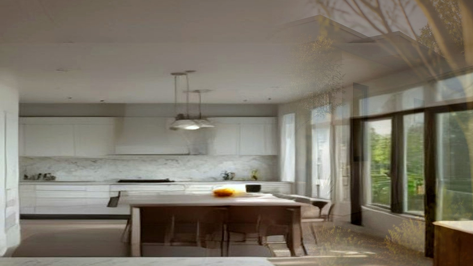Photoreal Encino custom house exterior matching architect-led residential design, no text