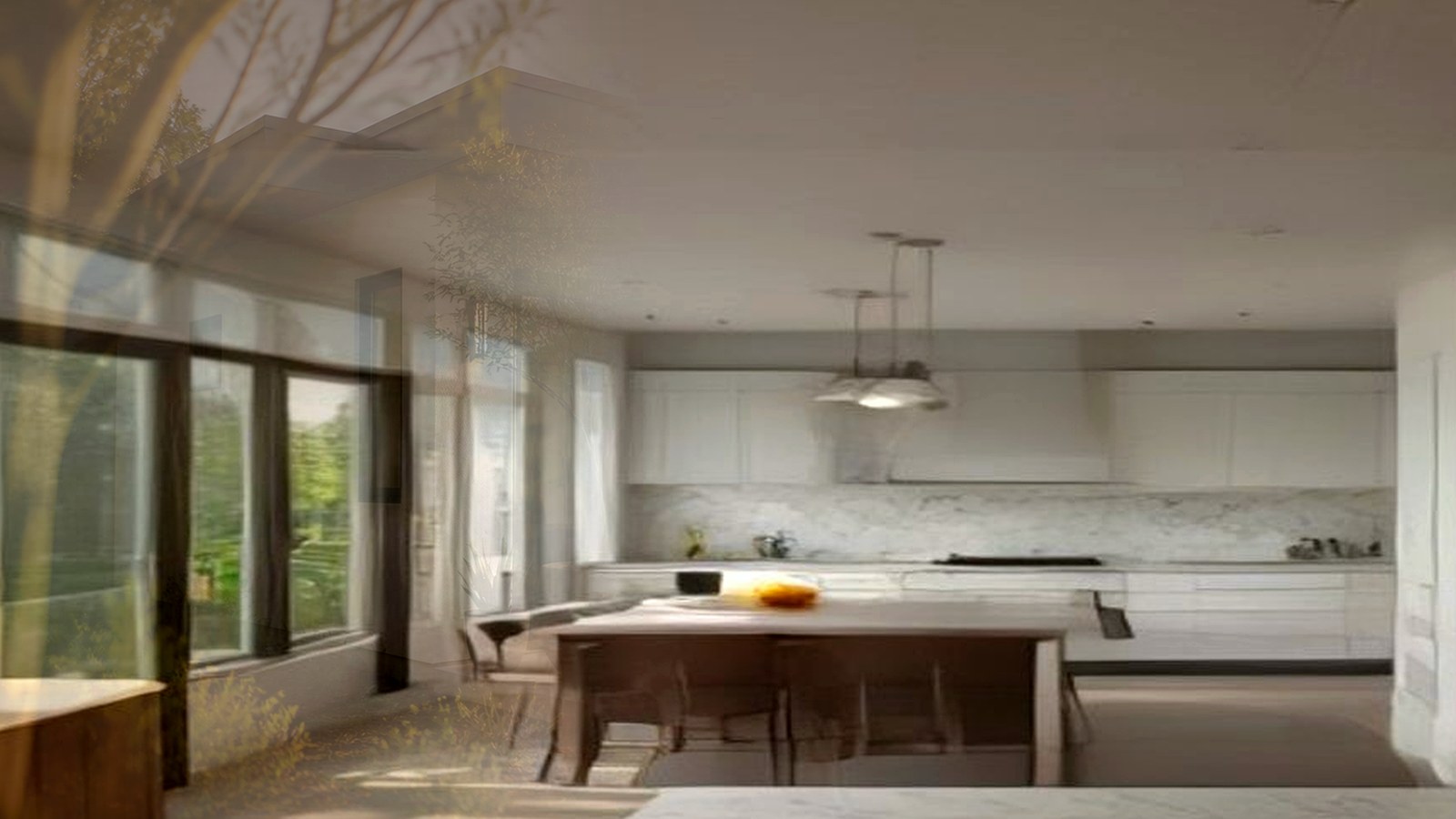 Photoreal architect reviewing custom home drawings for an Encino Los Angeles house, no logos