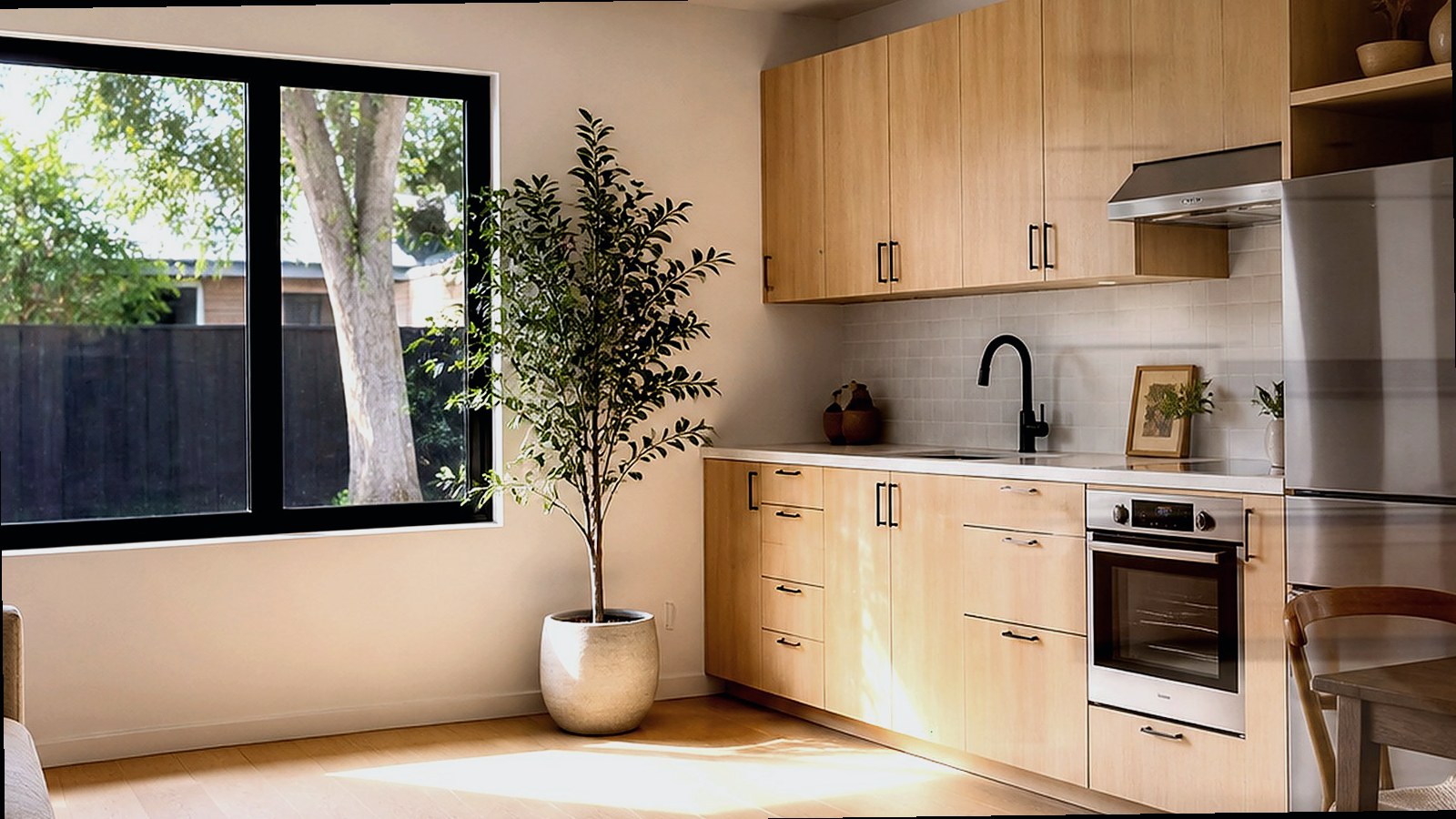 Photoreal architect reviewing custom home drawings for an Encino Los Angeles house, no logos