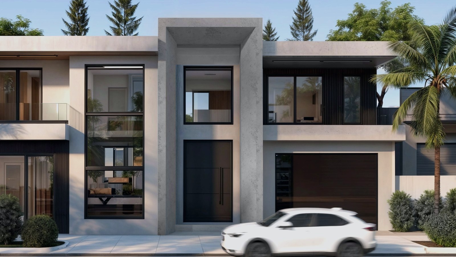 Photoreal architect reviewing custom home drawings for an Encino Los Angeles house, no logos