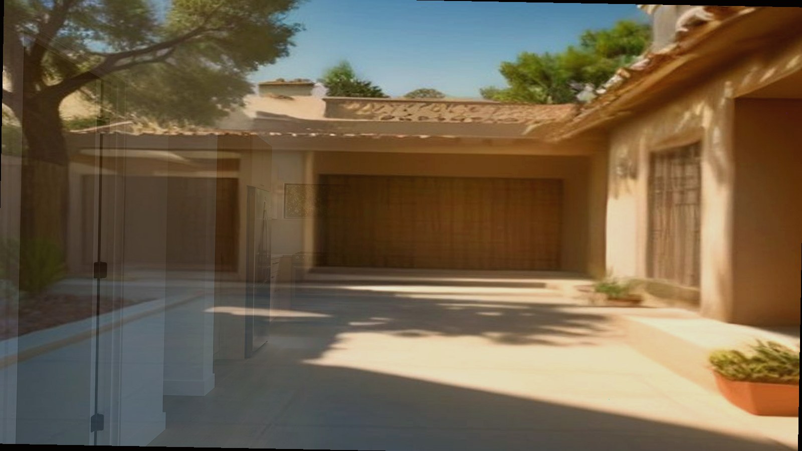Photoreal Encino custom house exterior matching architect-led residential design, no text