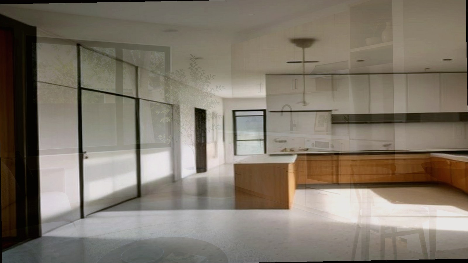 Photoreal Encino custom house exterior matching architect-led residential design, no text