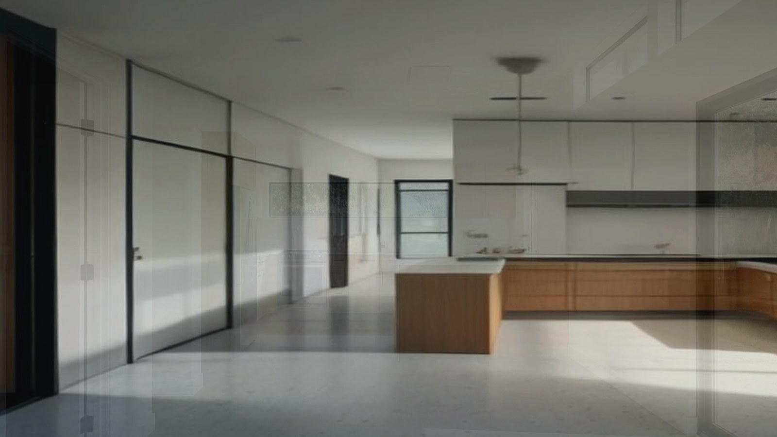 Photoreal Encino custom house exterior matching architect-led residential design, no text