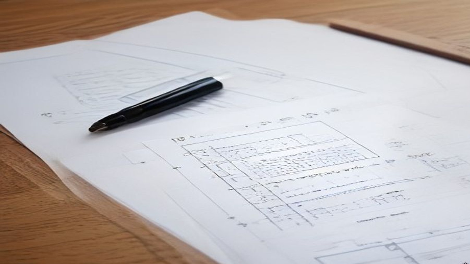 Photoreal architect reviewing custom home drawings for an Encino Los Angeles house, no logos