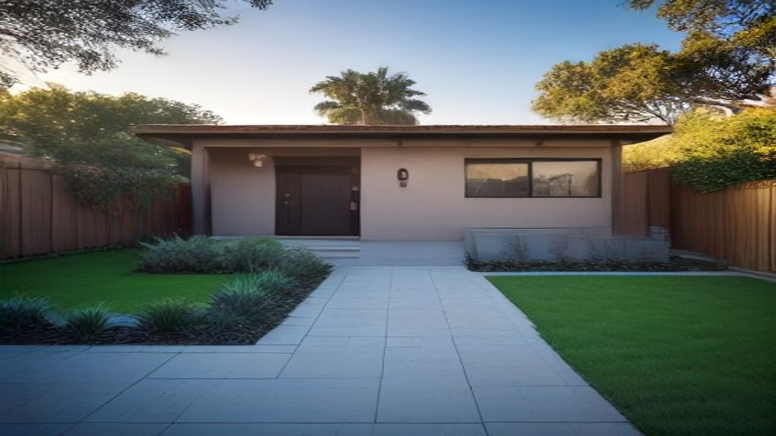 Encino backyard with one detached ADU and reserved lawn space for a possible second pad