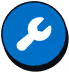 White wrench icon inside a blue circle. - CDP Images