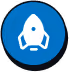 White rocket icon inside a blue circle. - CDP Images