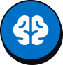 White brain icon inside a blue circle. - CDP Images