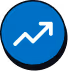 White arrow trending upward inside a blue circle. - CDP Images