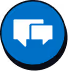 White chat bubbles icon inside a blue circle. - CDP Images