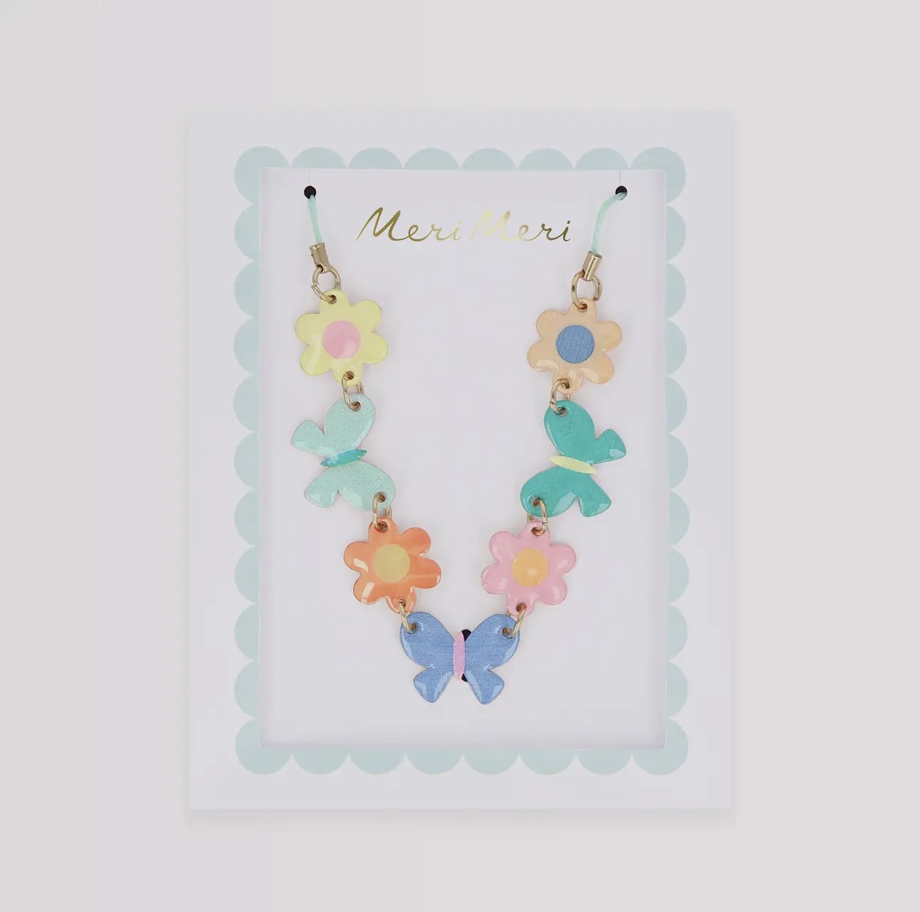 Butterflies and Flowers Enamel Charm Necklace