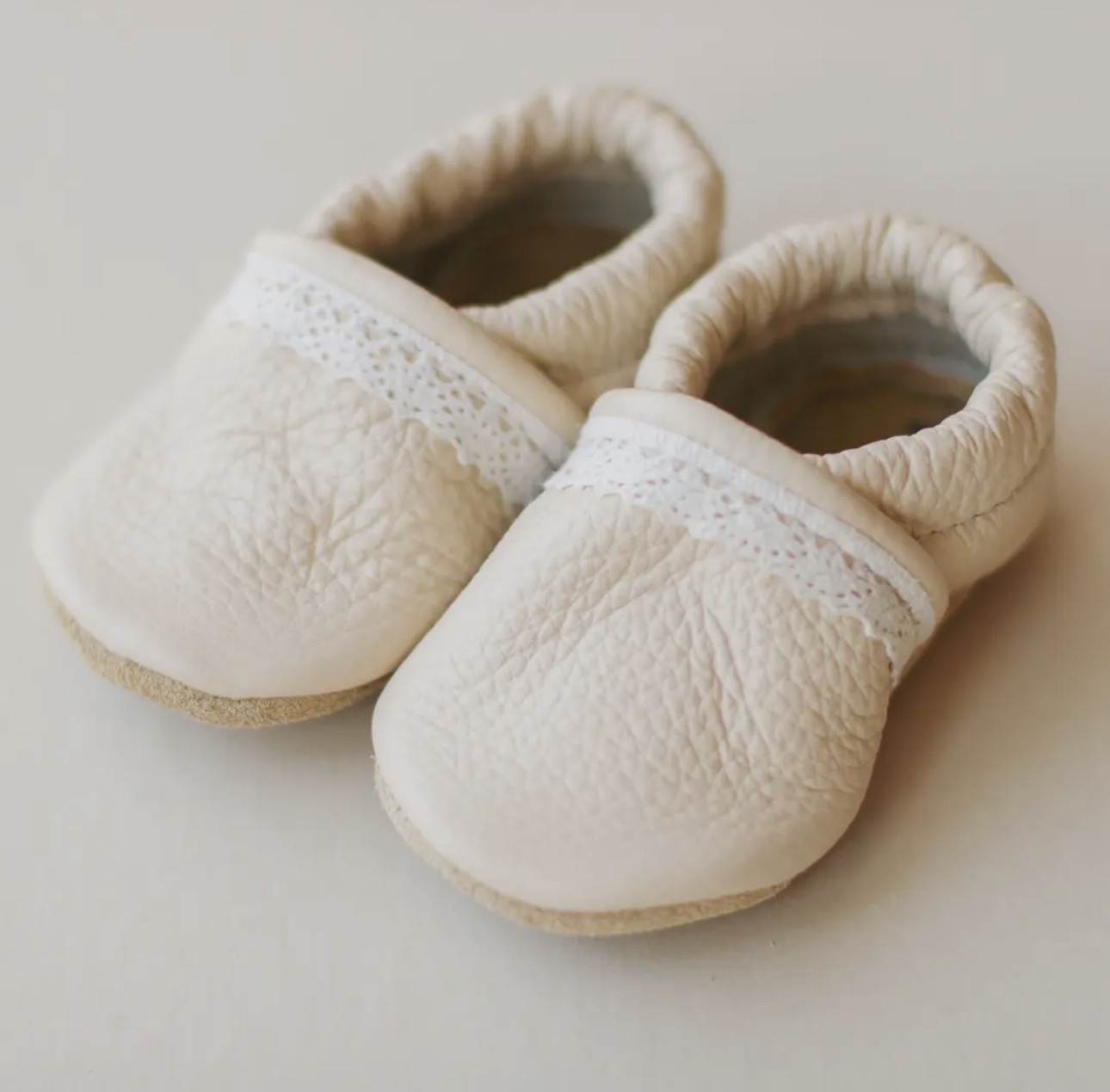 Sun & Lace Baby Girl Leather Slip-on Shoes in Cream