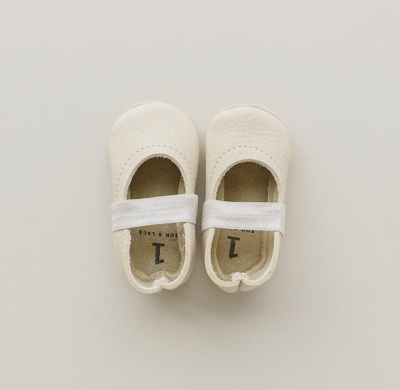 Sun & Lace- Baby Leather Mary Janes in Almond