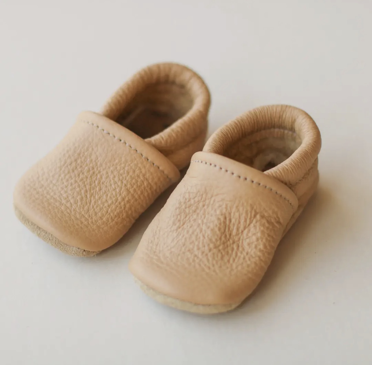 Sun & Lace Gender Neutral Baby Slip-on Moccs in Light Brown