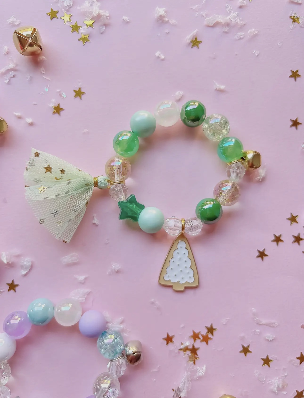 Starlette Collection- Evergreen Sparkle Charm Bracelet