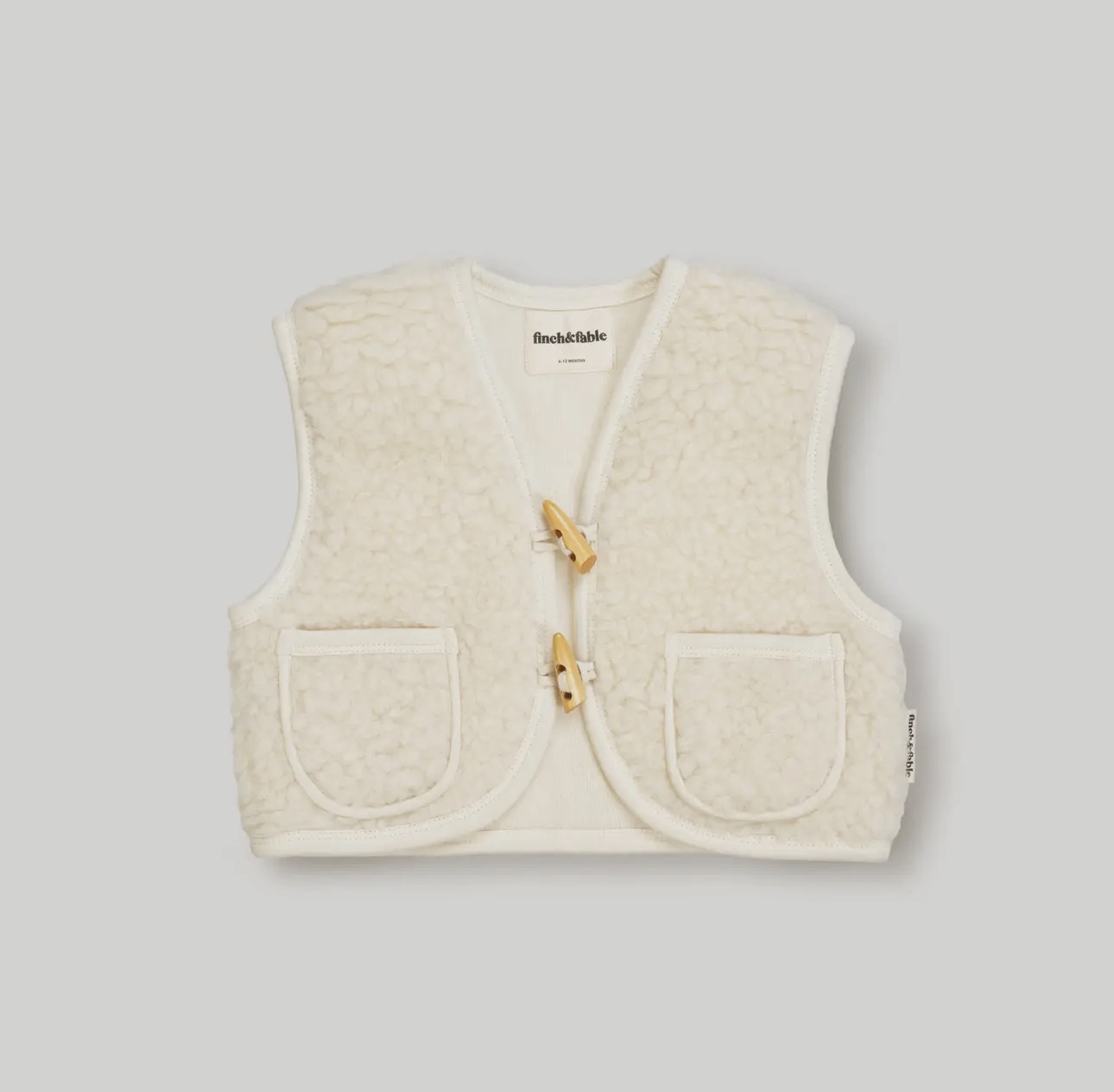 Finch & Fable-wool sherpa vest- Milk