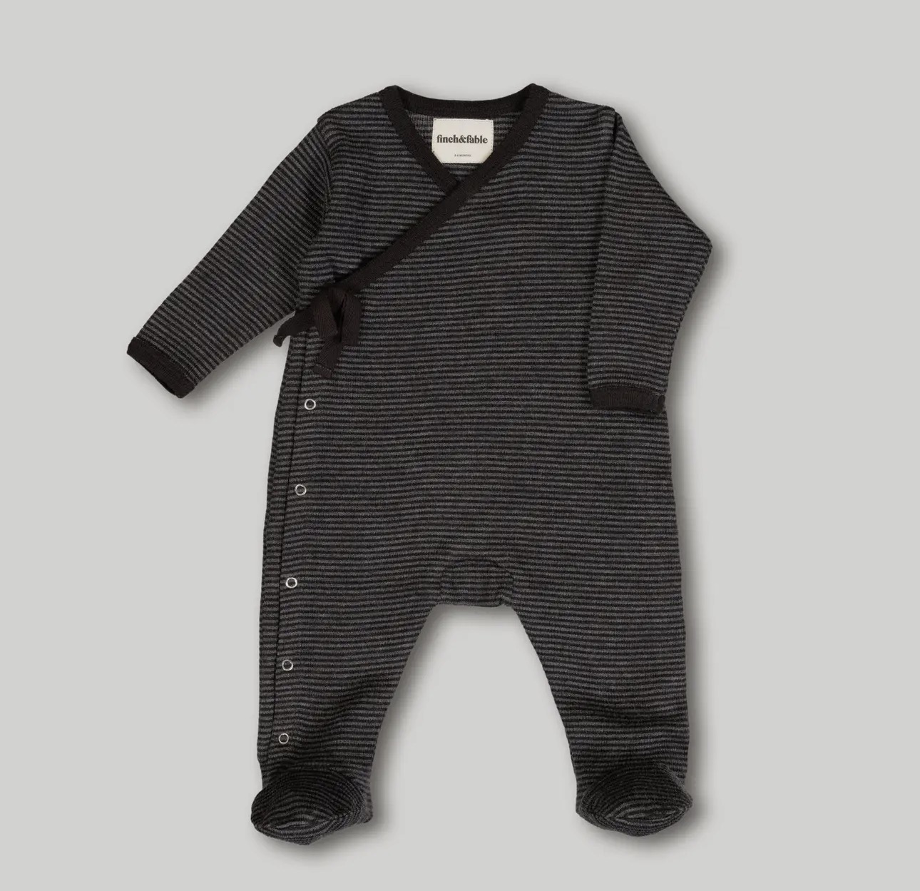 Finch & Fable- wool rib footie- storm stripe