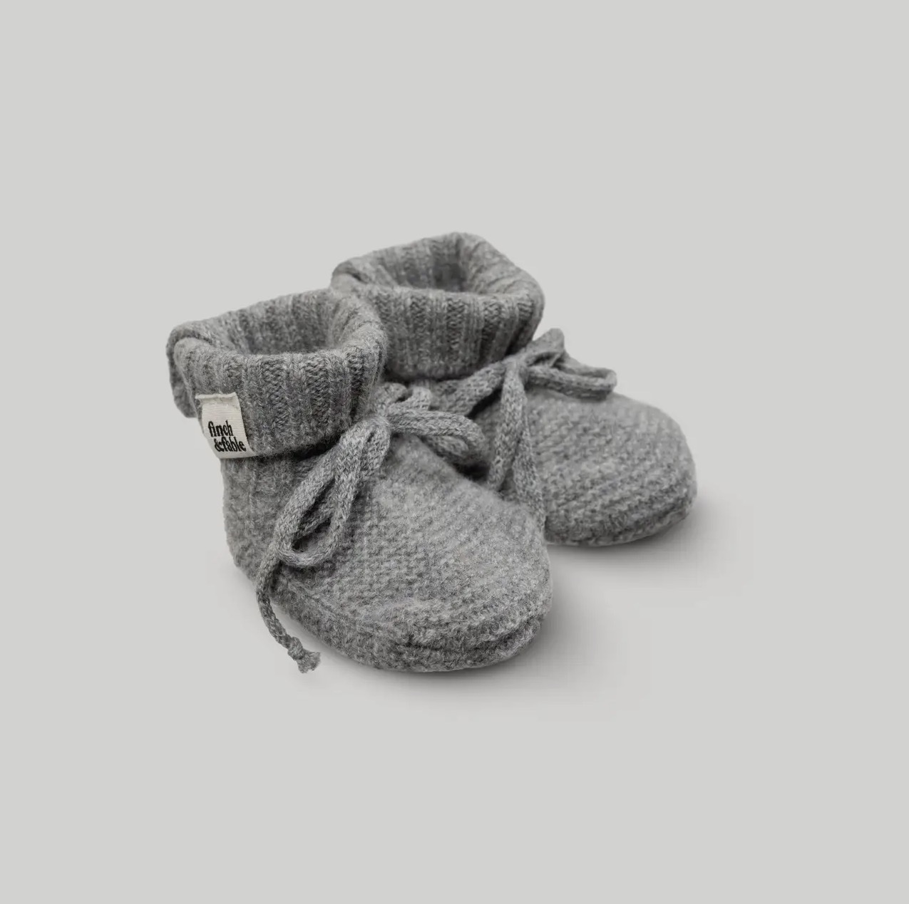 Finch & Fable- wool knitted booties- dove