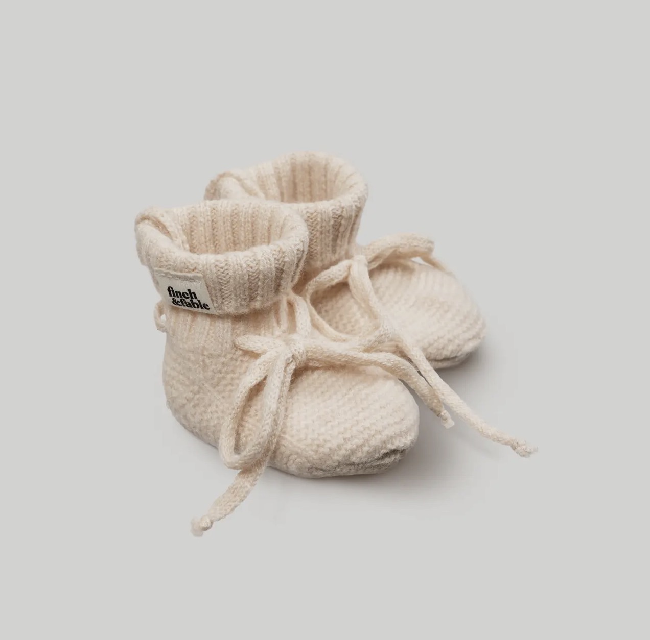 Finch & Fable- wool knitted baby booties- milk