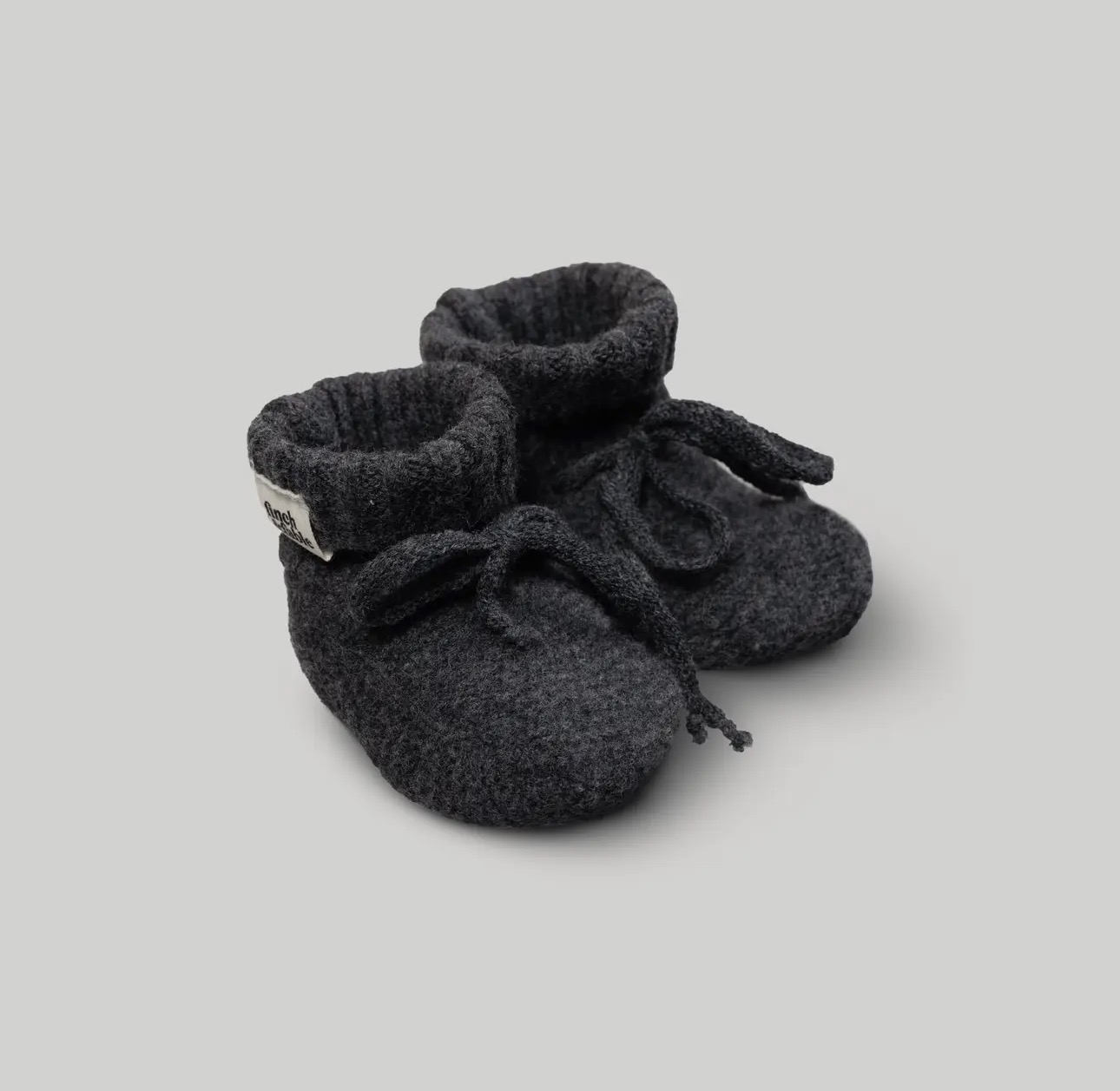 Finch & Fable- wool knitted booties- storm