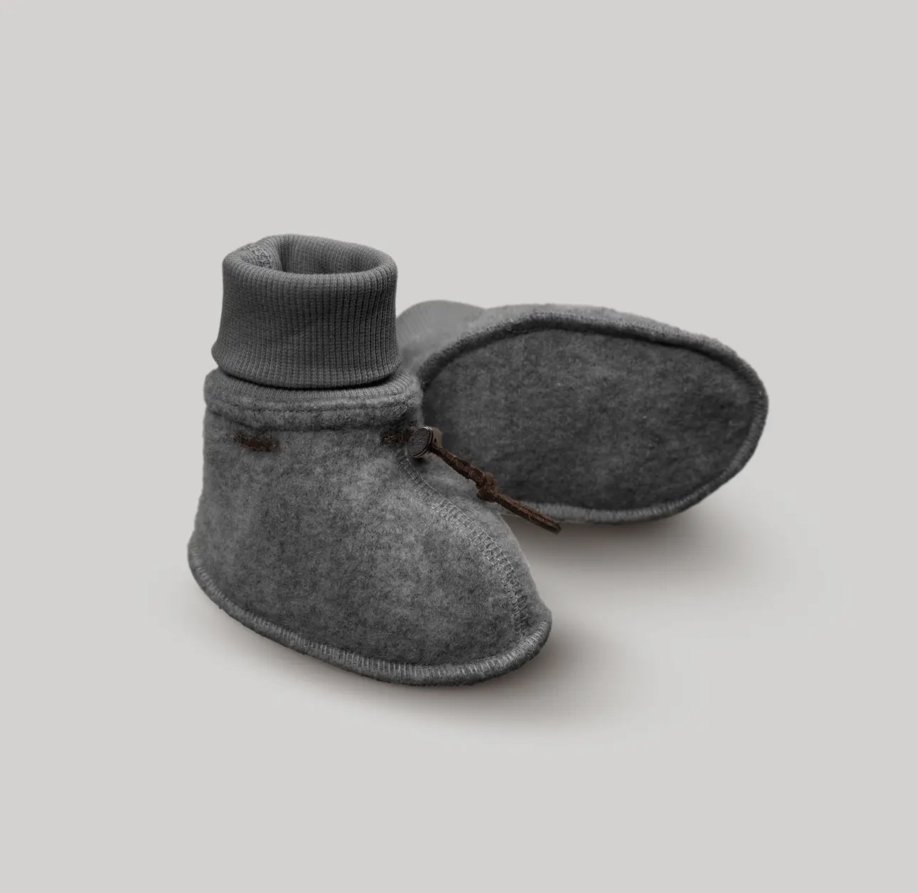 Finch & Fable- wool baby booties-storm- 6-12m