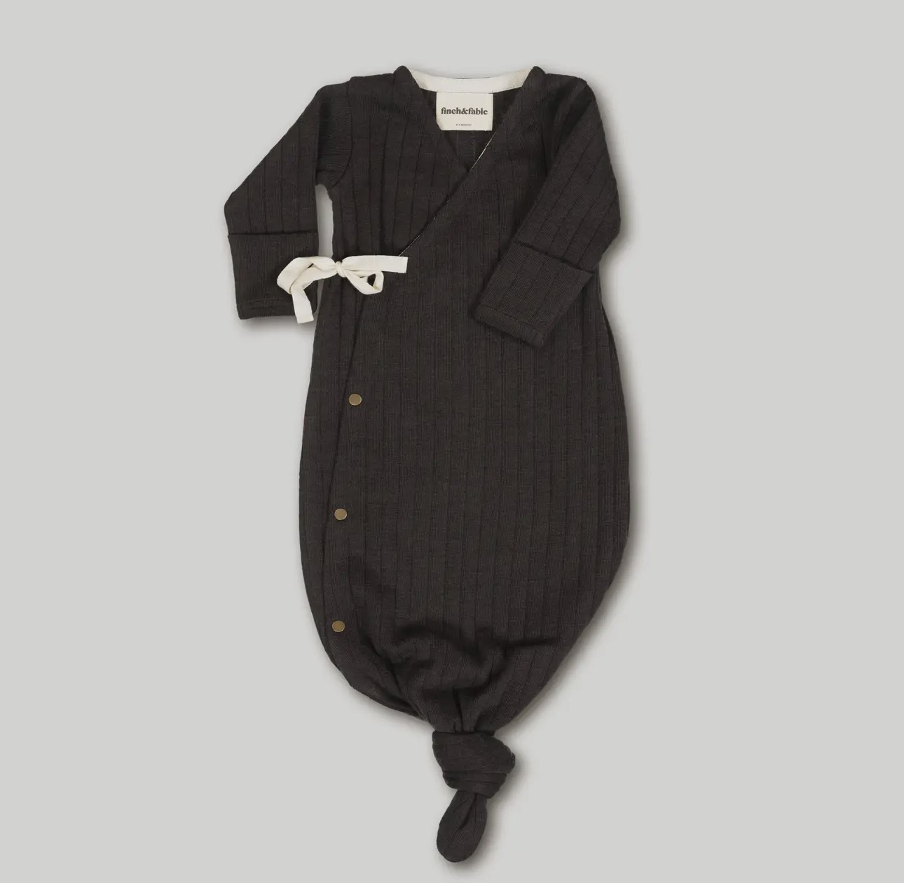 Finch & Fable- wool rib kimono gown- storm