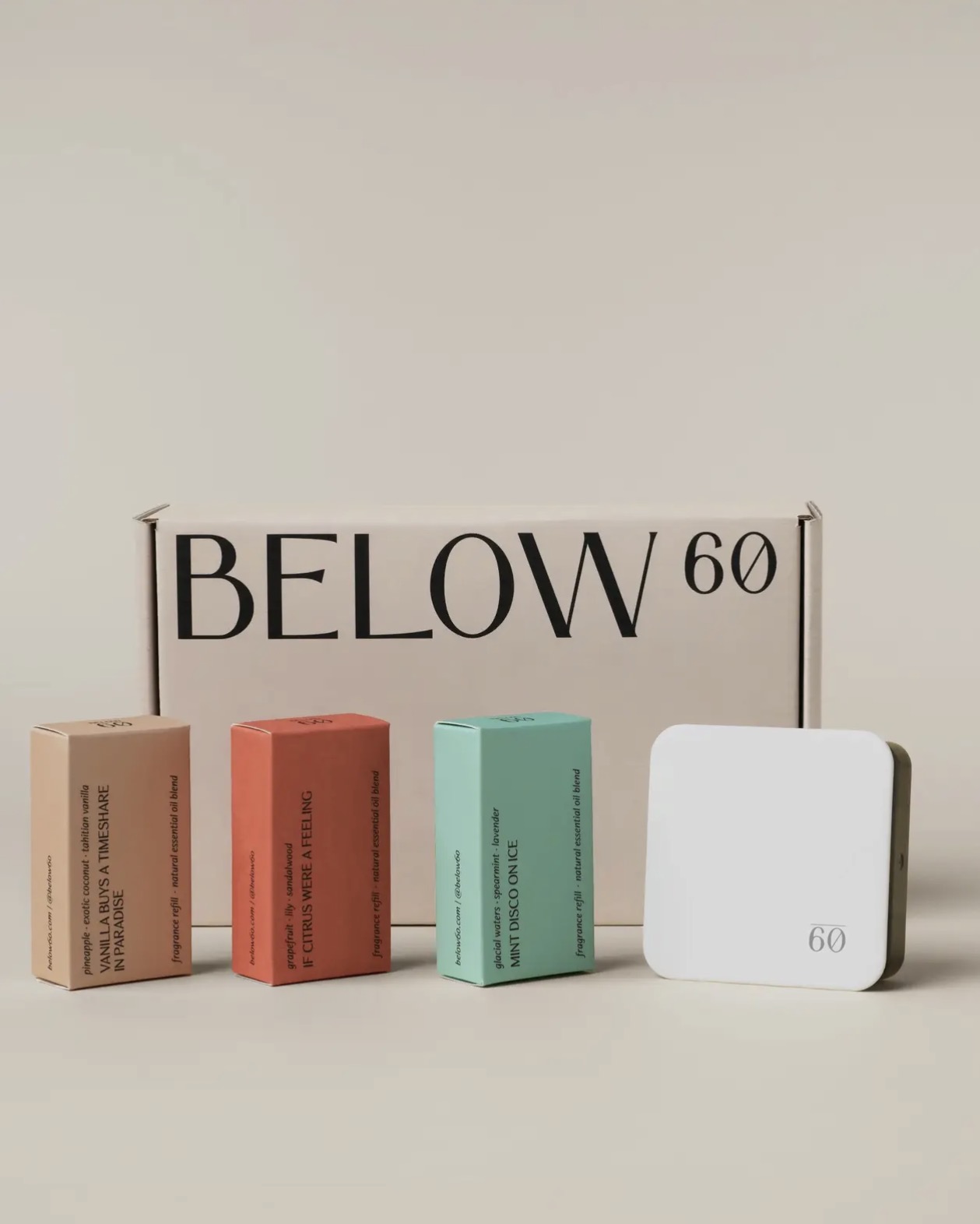 Below 60-Signature Starter Kit (Plug-in Wall Diffuser + 3 Signature Scents) | Gift Set