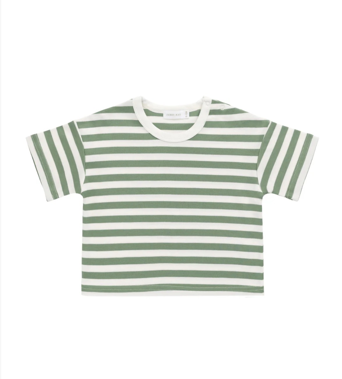 Jamie Kay - Pima Cotton Wesley Tee - Essential Stripe Parchment / Snow Pea