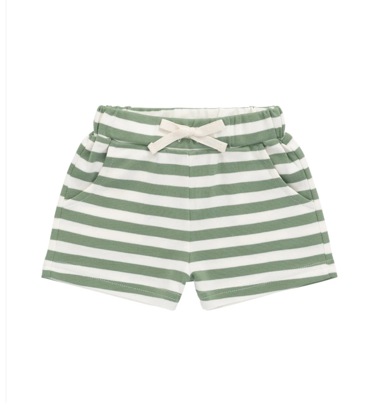 Jamie Kay - Pima Cotton Wesley Short - Essential Stripe Parchment / Snow Pea