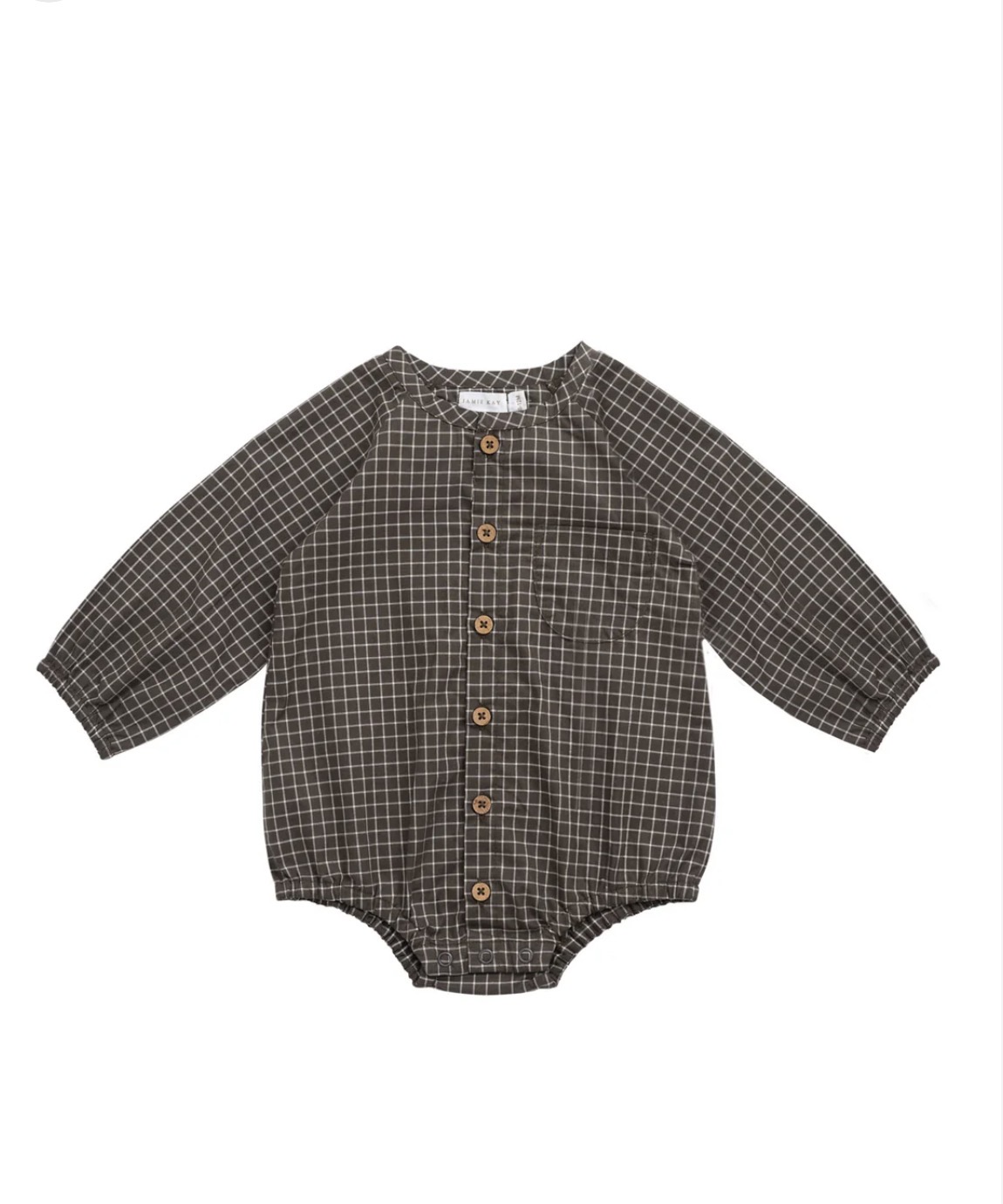 Jamie Kay - Organic Cotton Ellis Playsuit - Coffee Grid