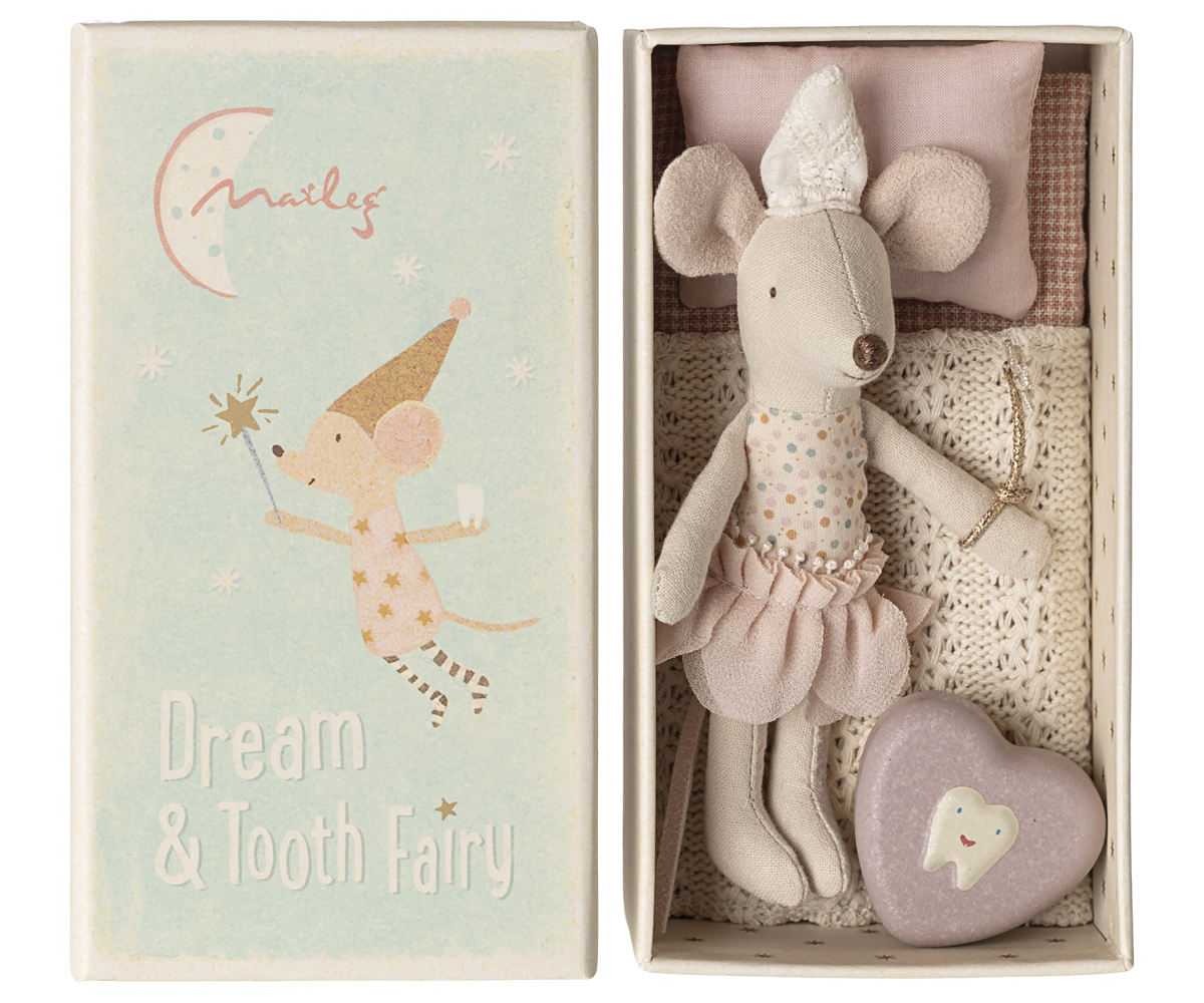 Maileg - Tooth Fairy Mouse, Little Sister In Matchbox 