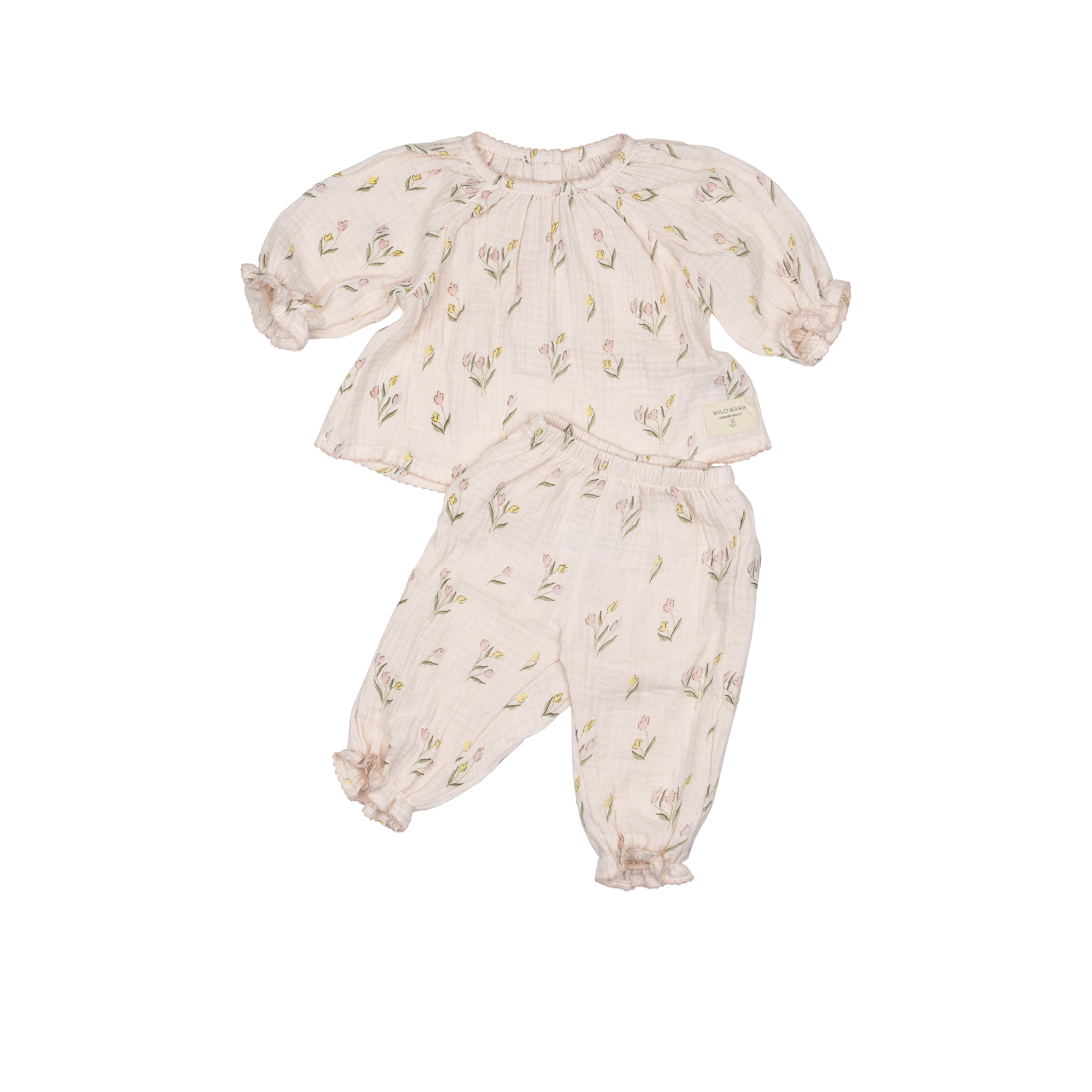 Wild Wawa - Gauze Two Piece Set - Tulips 