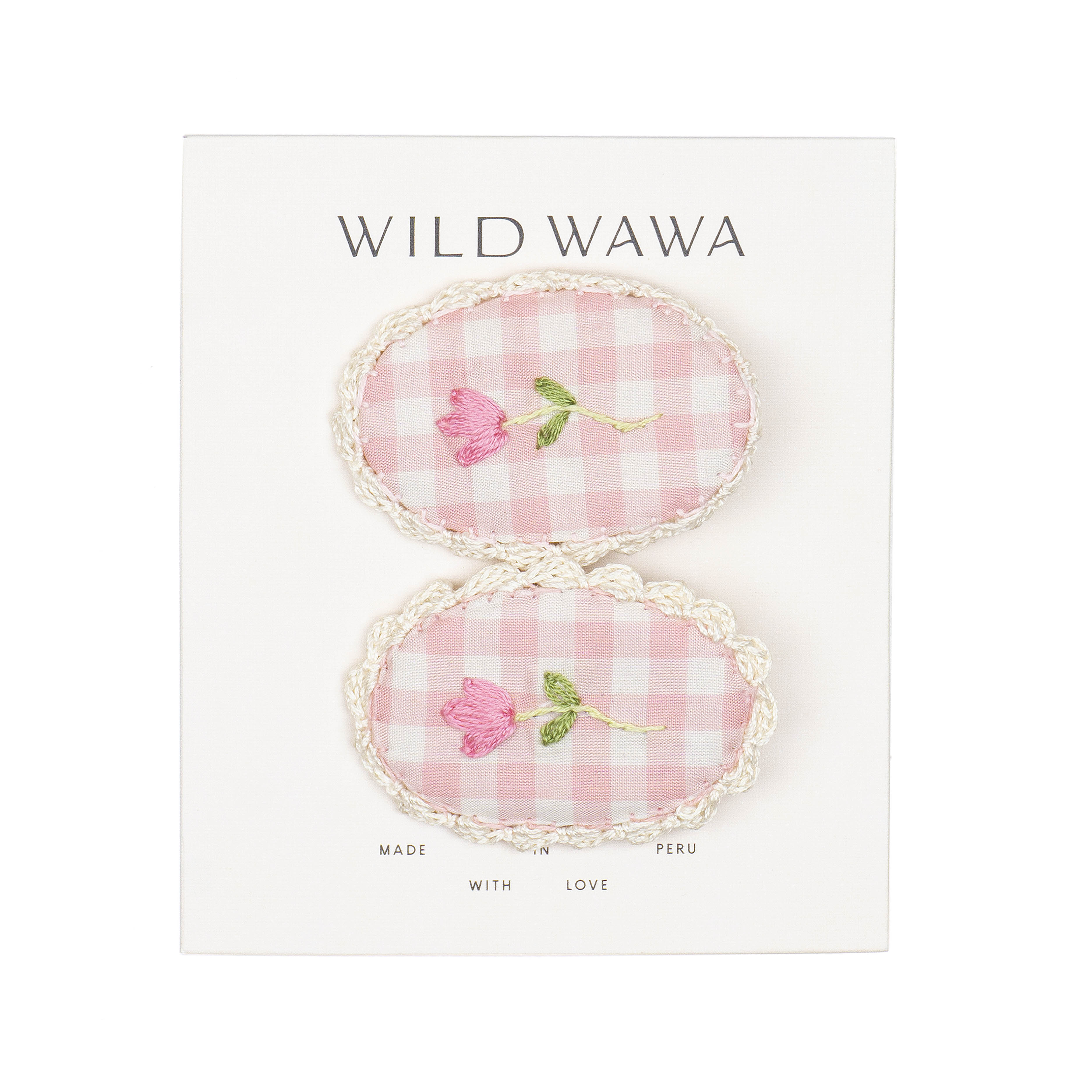 Wild Wawa - Crochet Clip Set - Pink Gingham 