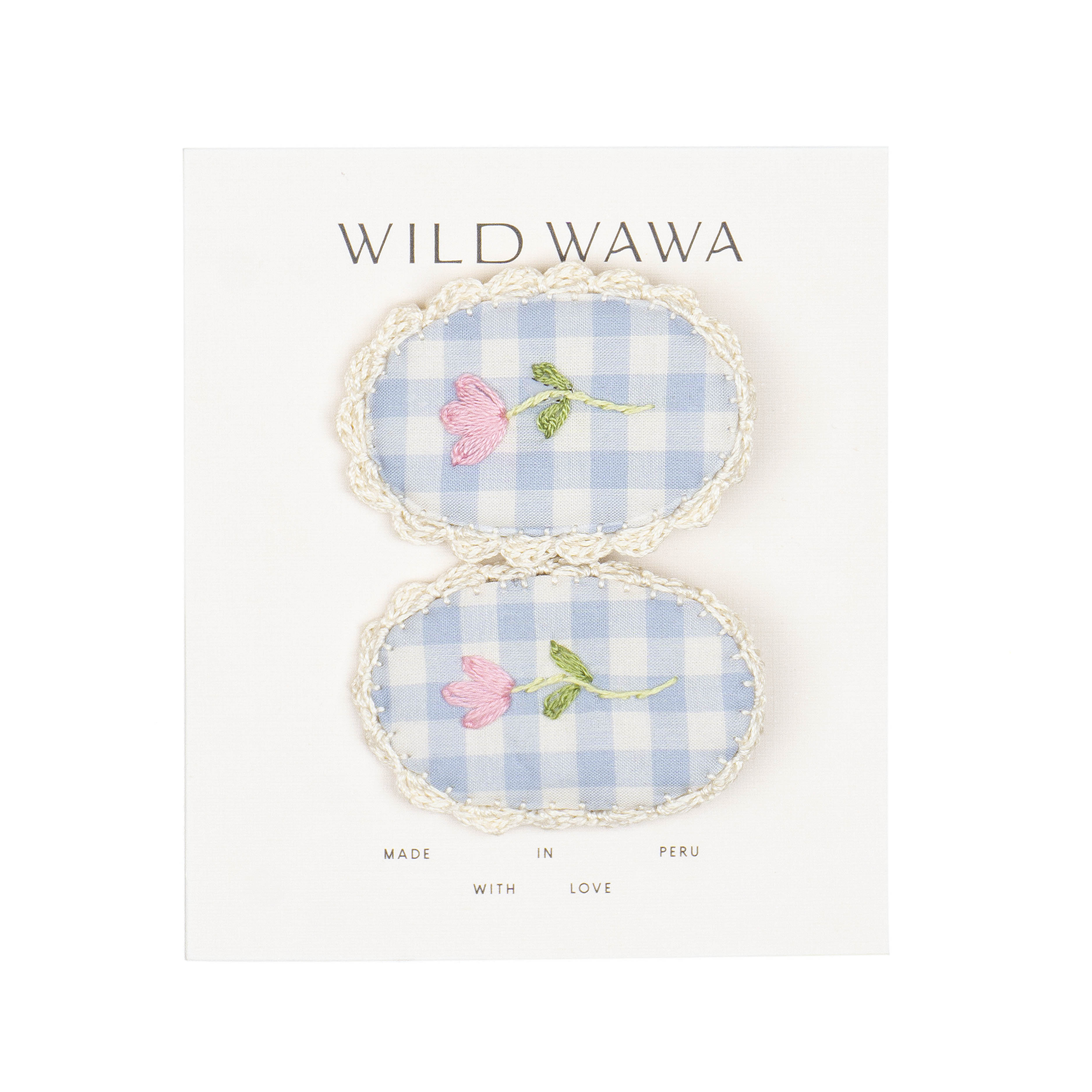 Wild Wawa - Crochet Clip Set - Blue Gingham 