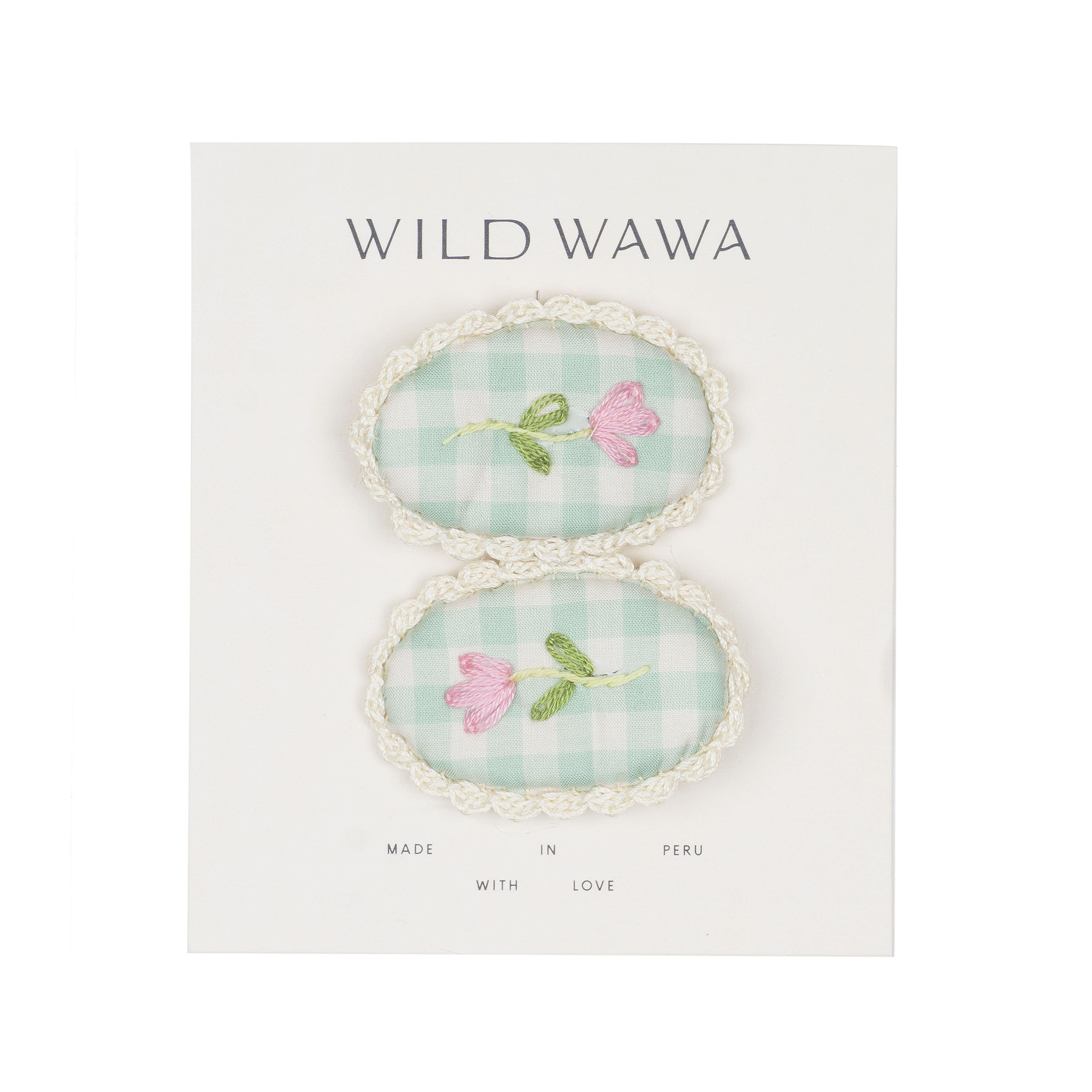 Wild Wawa - Crochet Clips Set - Green Gingham 