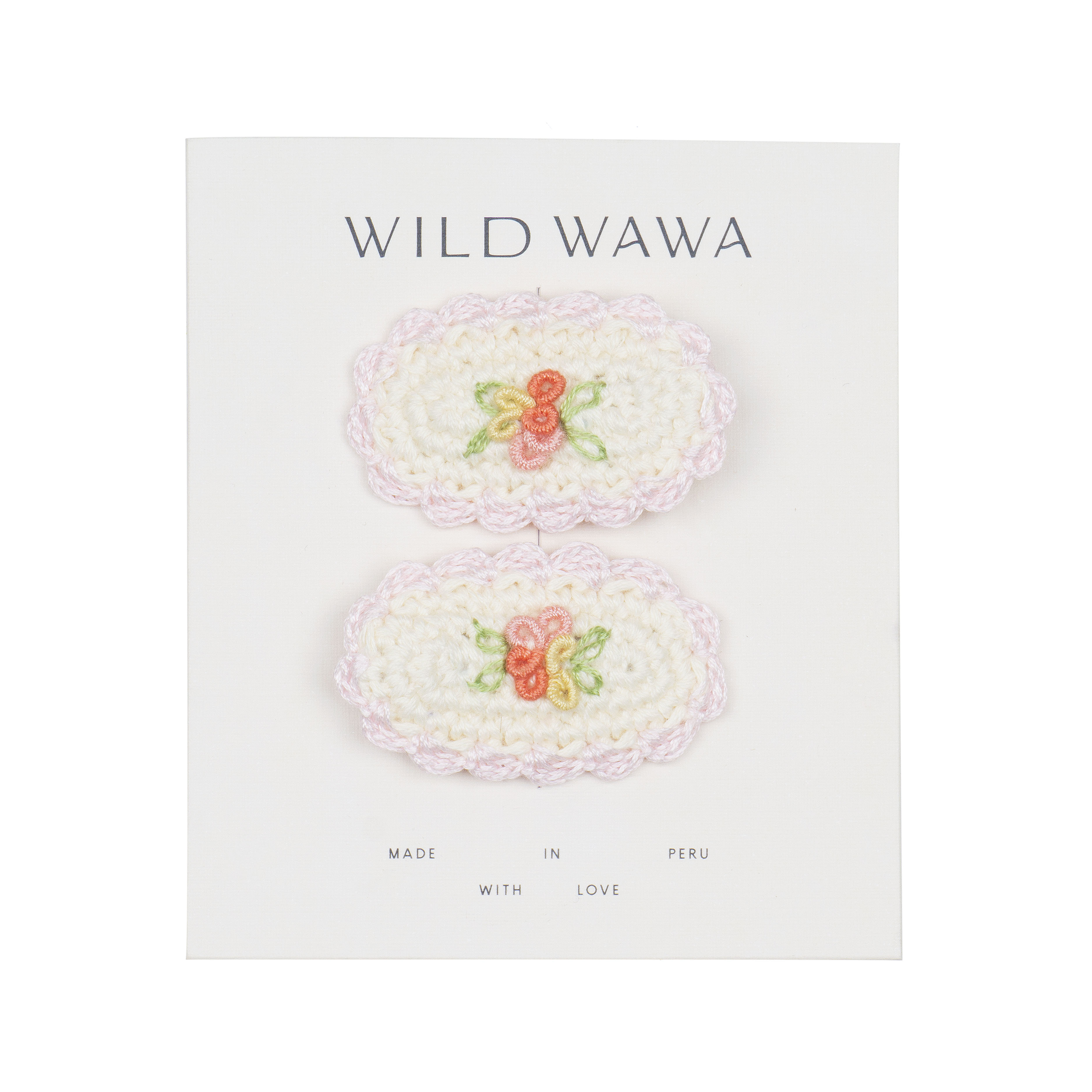 Wild Wawa - Crochet Clips Set- Ivory/Pink 