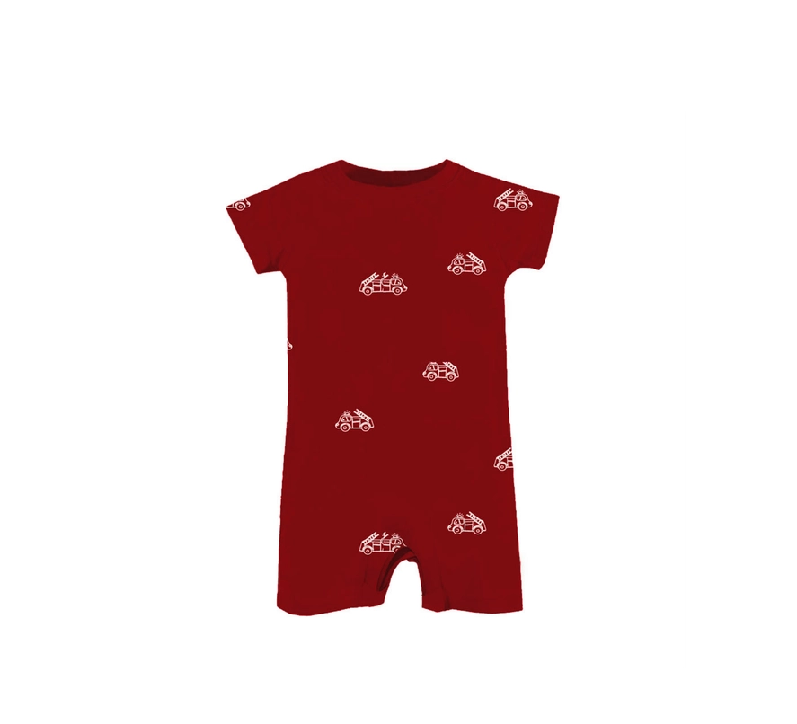 Gunamuna - Cotton Shortie Romper - Firetruck 