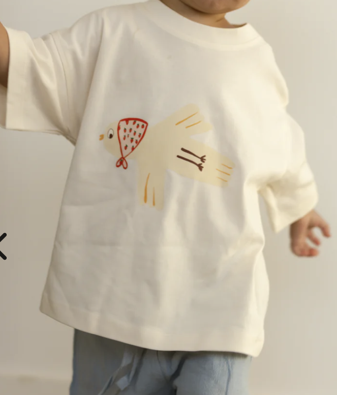 Pigeon Said Please - Bandana bird tee - oat 