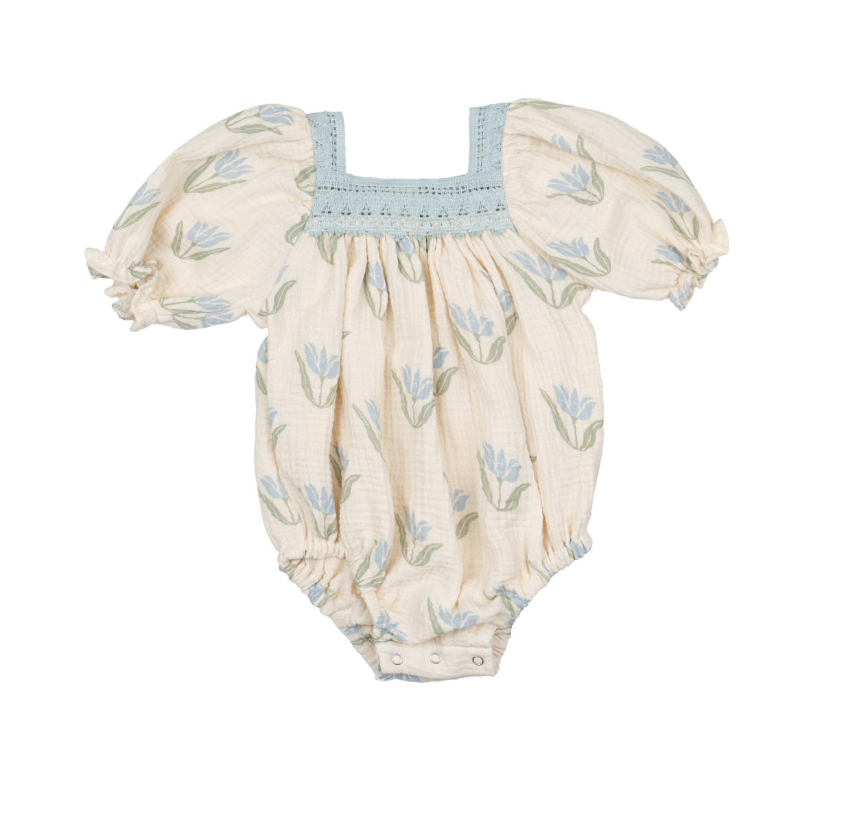  Wild Wawa - Gauze Romper - Blue tulip bubble
