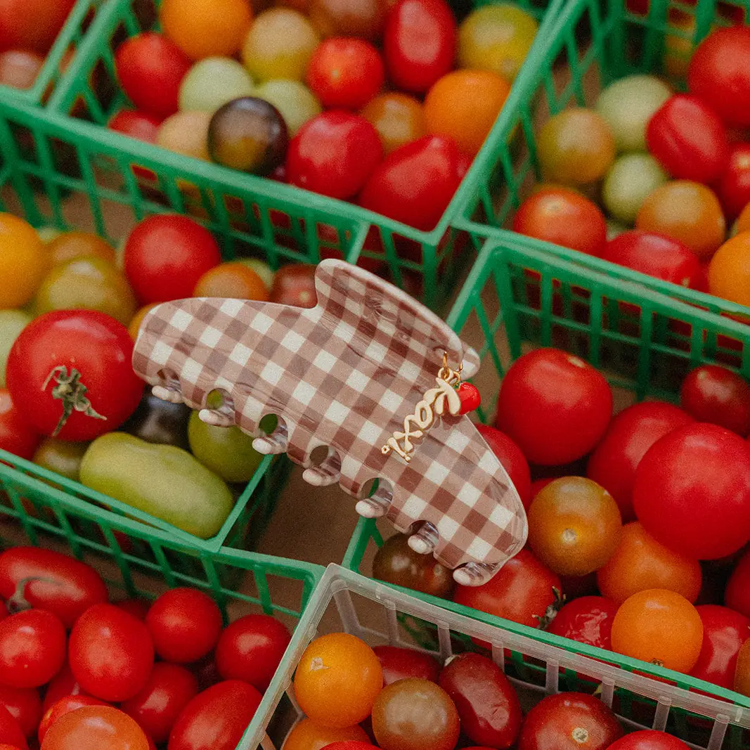 Kaxi- brown gingham midi claw clip