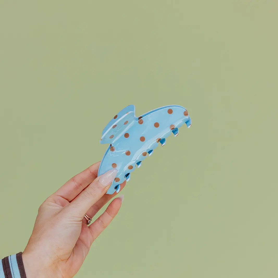 Kaxi- brown/blue polka dot claw clip