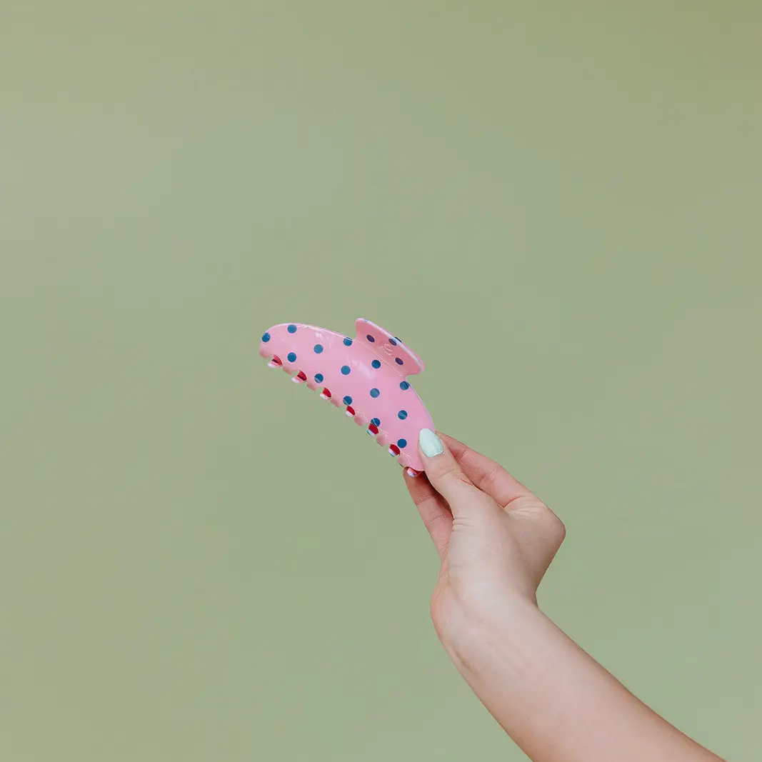 Kaxi- Pink/Blue polka dot claw clip