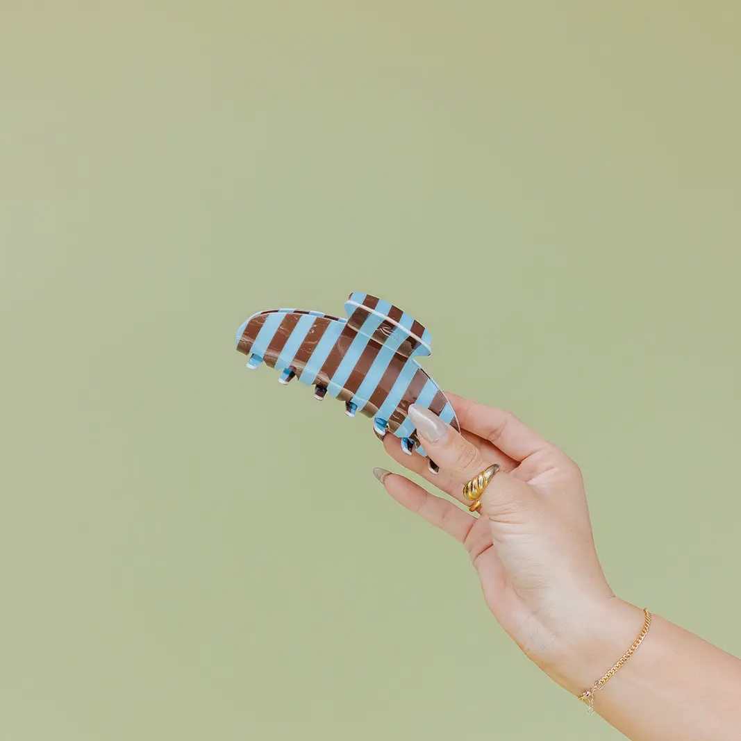 Kaxi- Brown/Blue striped claw clip